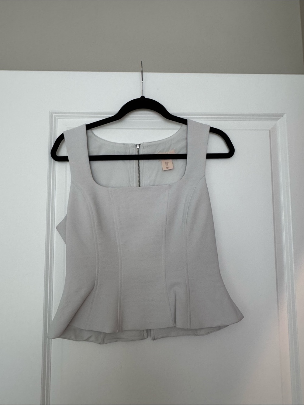 Camila Coelho Light Blue Square Neck Peplum Top